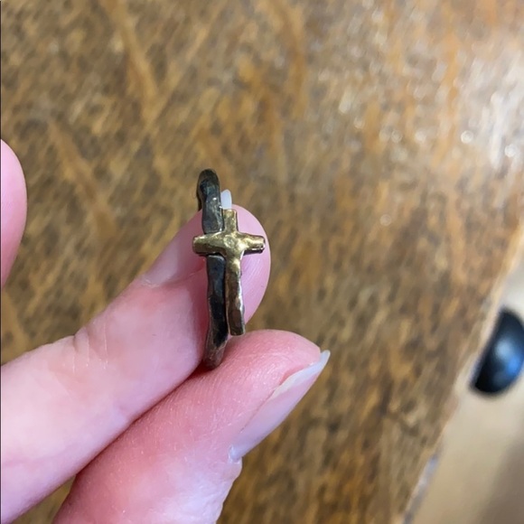 Vtg Silpada Hammered Silver and Gold Cross Ring - Picture 6 of 11